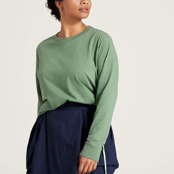 NWT Allbirds Long Sleeve Tee Hazy Cargo Olive Organic Cotton Crew XS Classic Fit - Picture 1 of 7